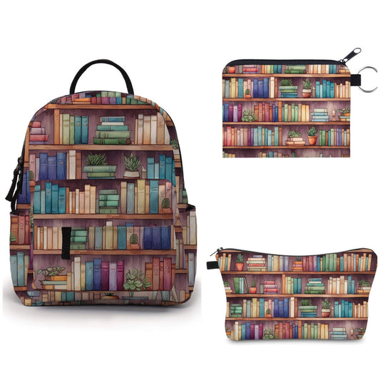 Book Shelves - Water-Resistant Mini Backpack & Pouches Set