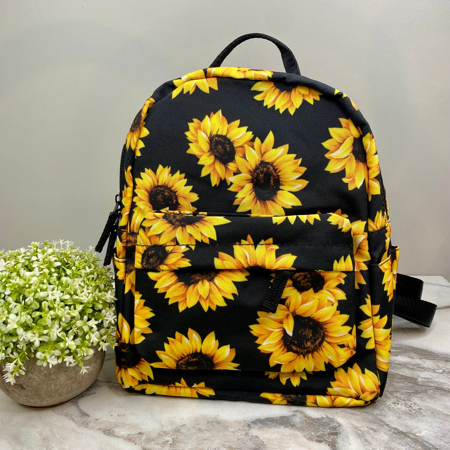 Larger Sunflower - Water-Resistant Mini Backpack