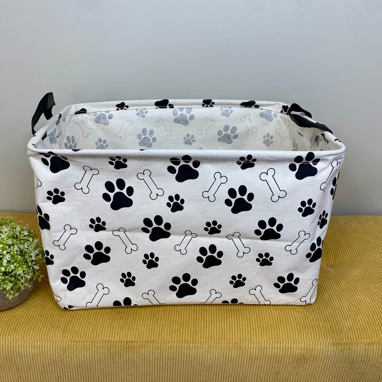 Pop Up Canvas Basket - Dog Paws & Bones