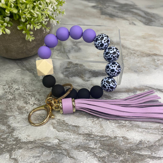 Silicone Bracelet Keychain - Paw - Purple