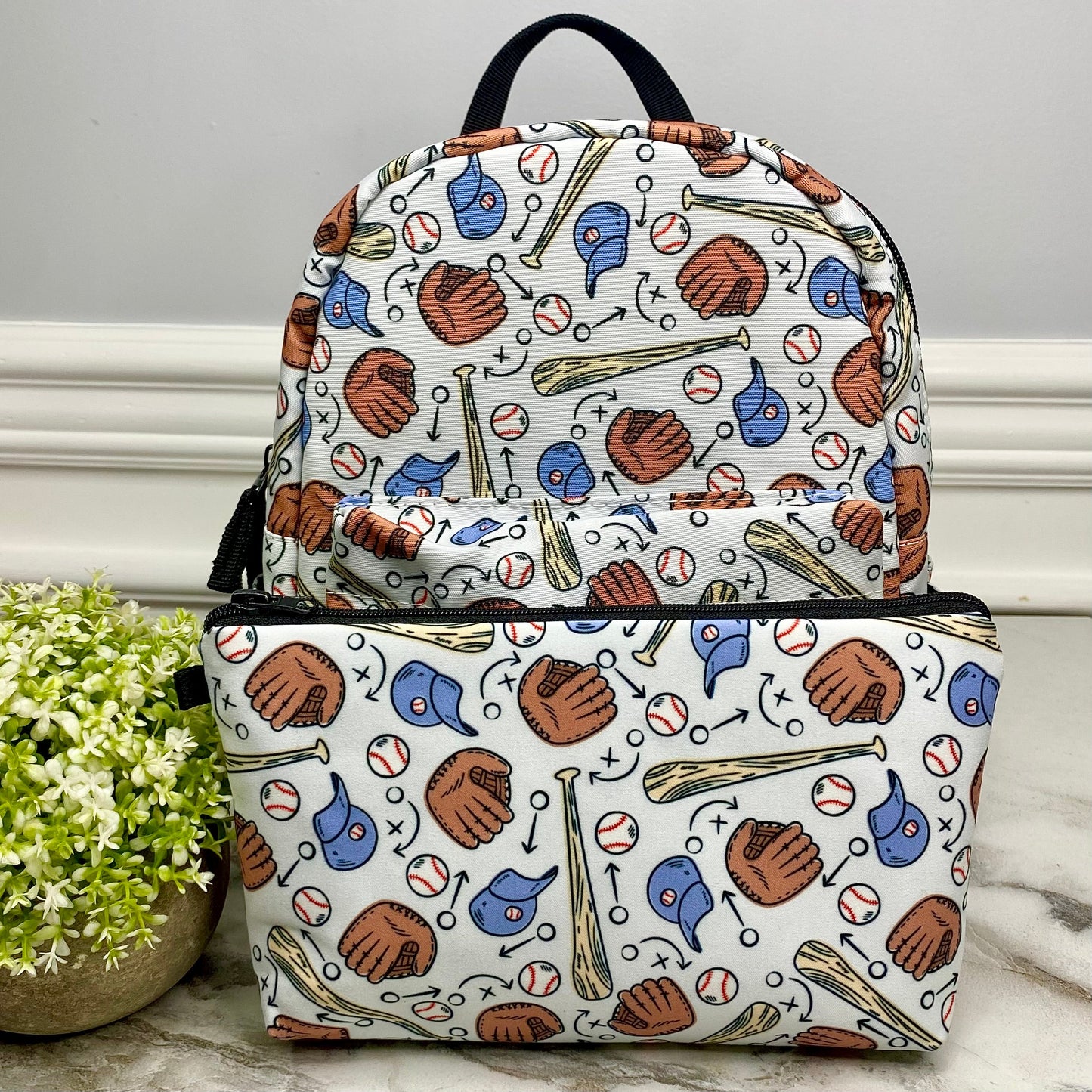 Baseball Things Blue - Resistant Mini Backpack & Pouches Set