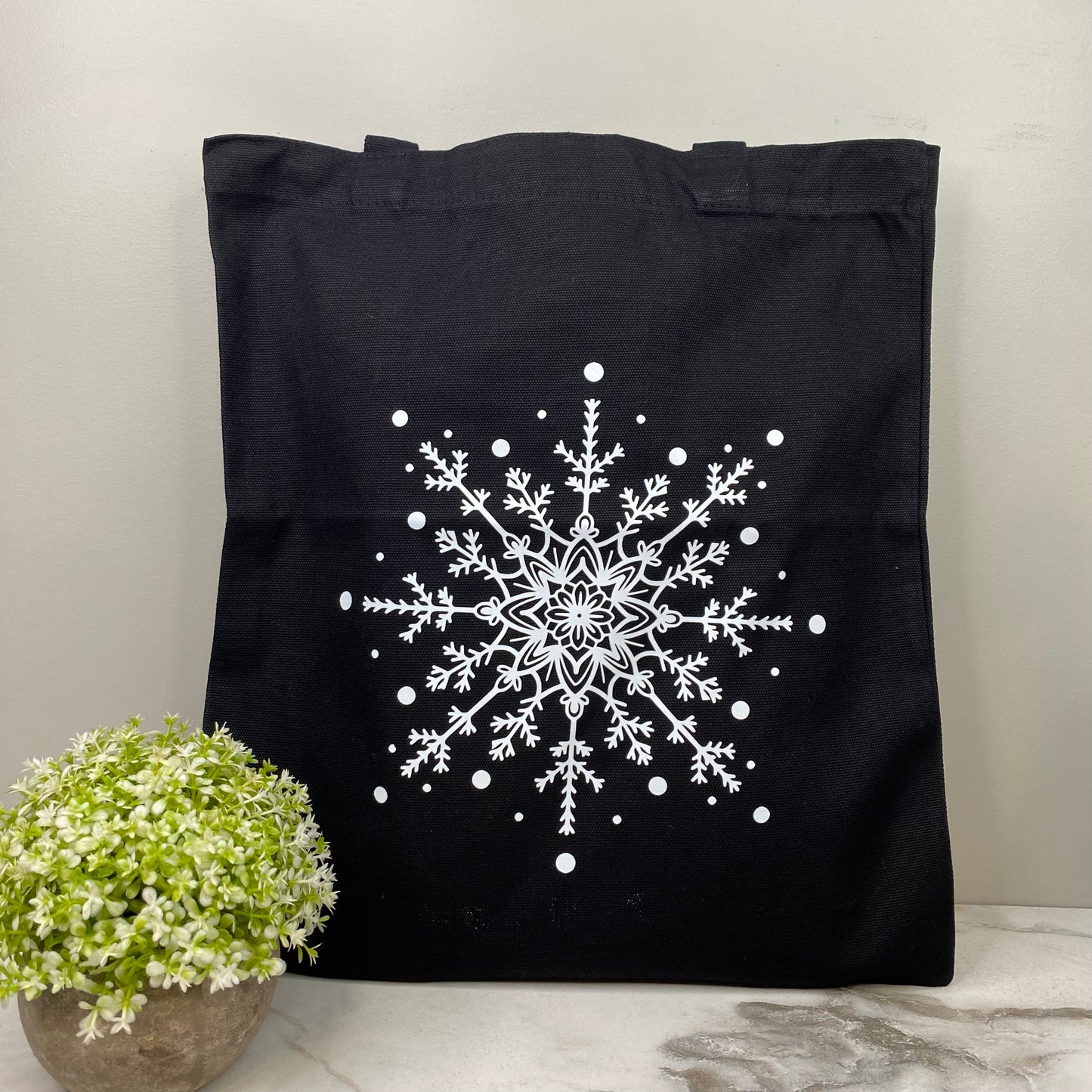 Tote Bag - Christmas - Snowflake on Black