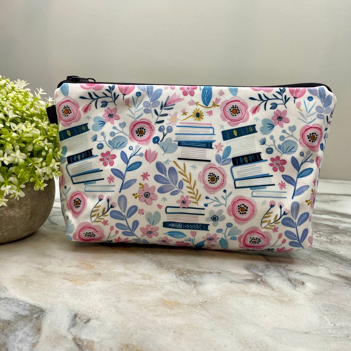 Pink Floral Books - Water-Resistant Multi-Use Pouch