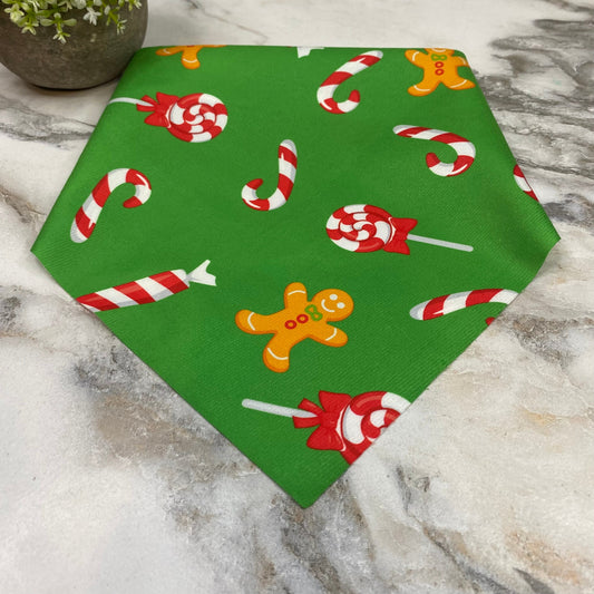 Dog Bandana - Christmas - Gingerbread Candy Cane Pop