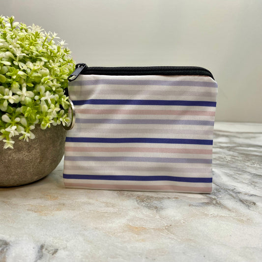 Lavender Stripe - Water-Resistant Mini Pouch w/ Keyring