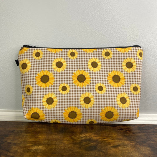 Gingham Small Sunflowers - Water-Resistant Multi-Use Pouch