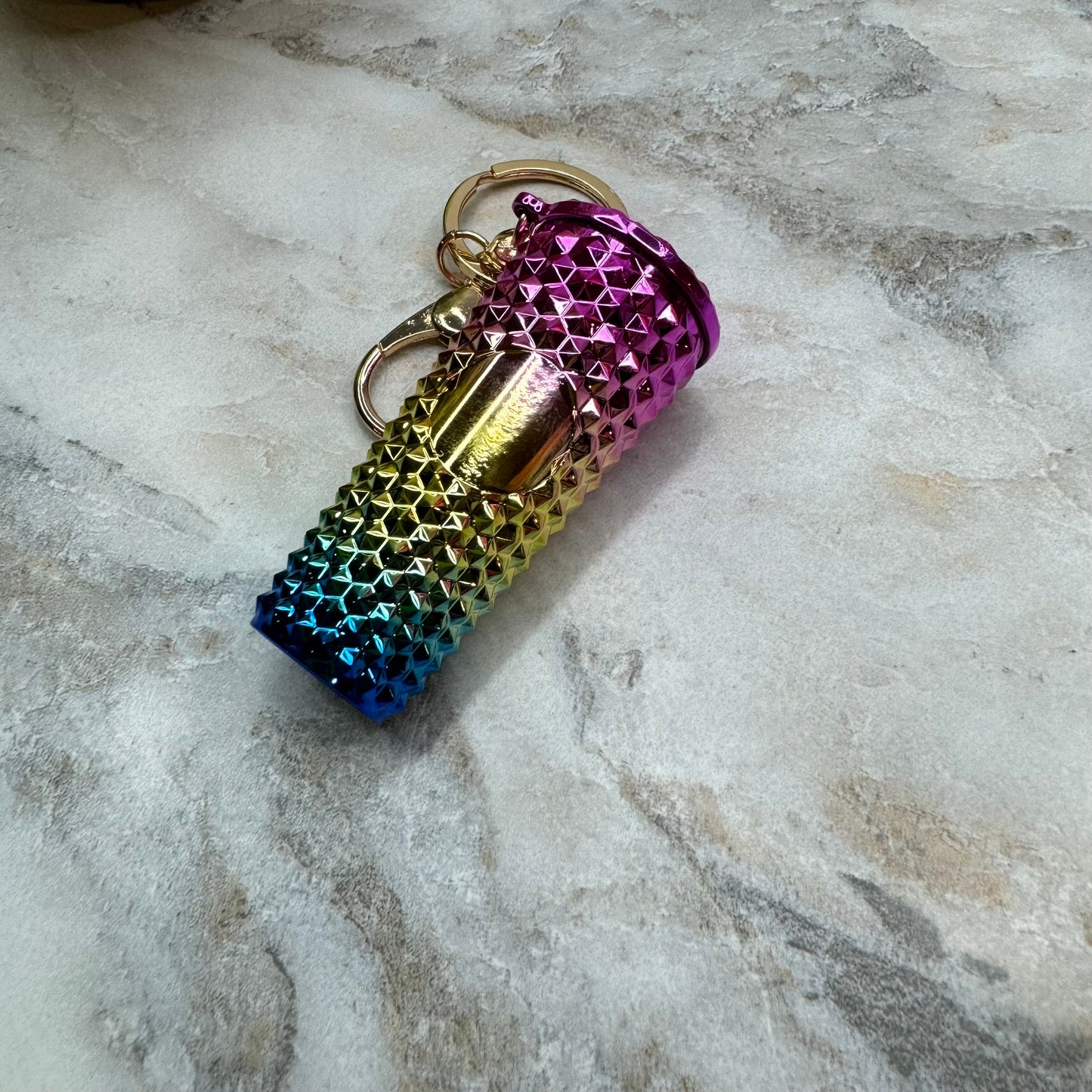 Keychain - Studded Tumbler - Rainbow