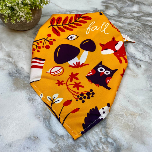 Dog Bandana - Fall - Owl Mushroom Fox