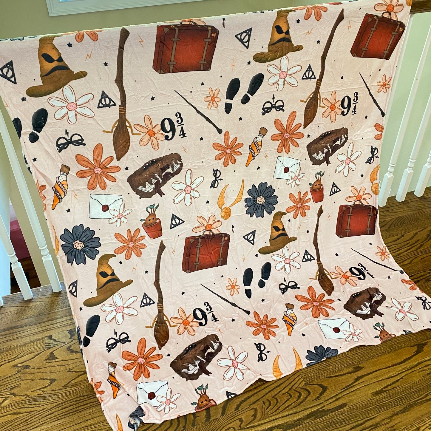 Magic Floral Suitcase Minky Blanket