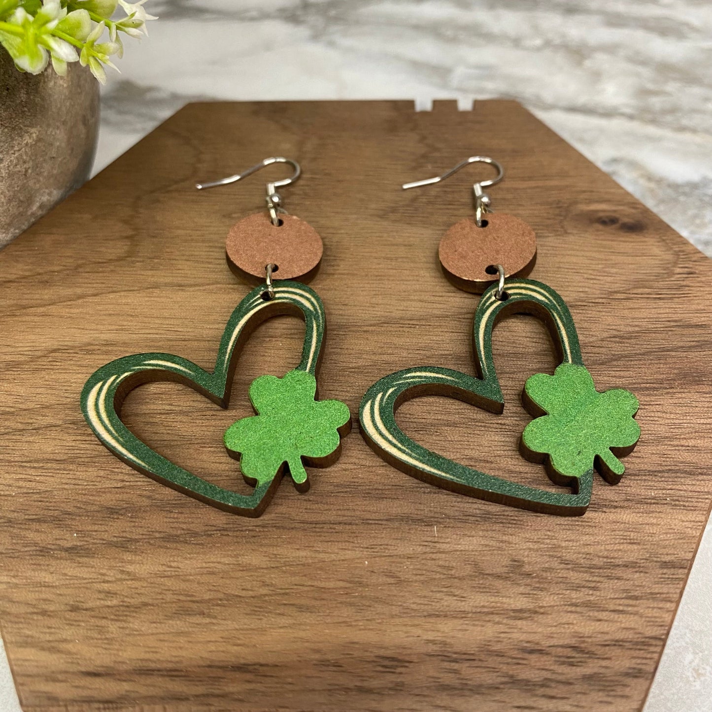 Wooden Dangle Earrings - St. Patrick’s Day - #18