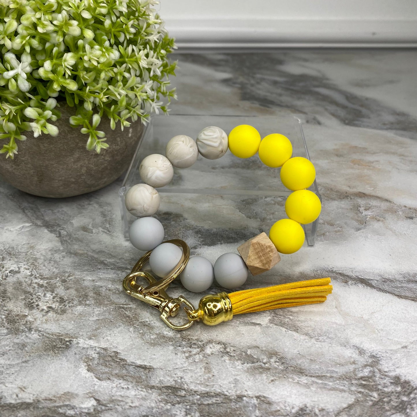 Silicone Bracelet Keychain - Yellow