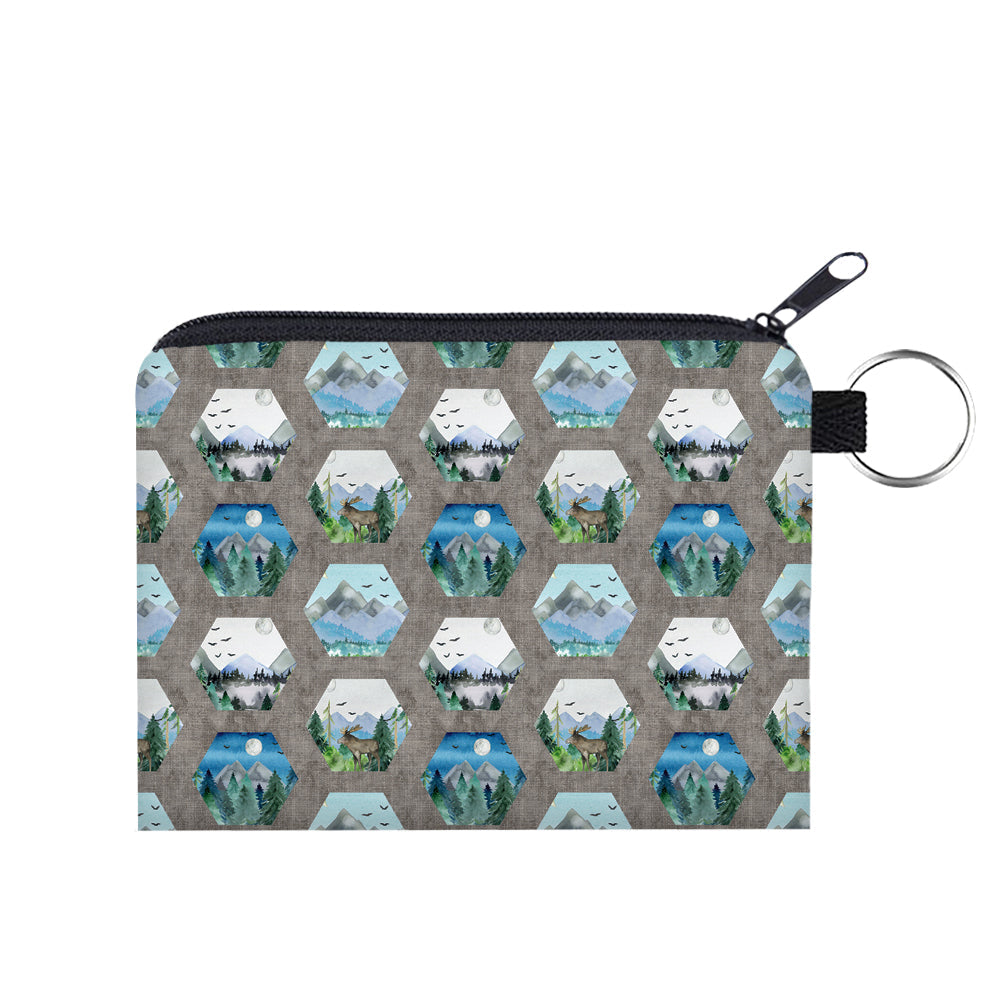 Hexagon Adventures - Water-Resistant Mini Pouch w/ Keyring