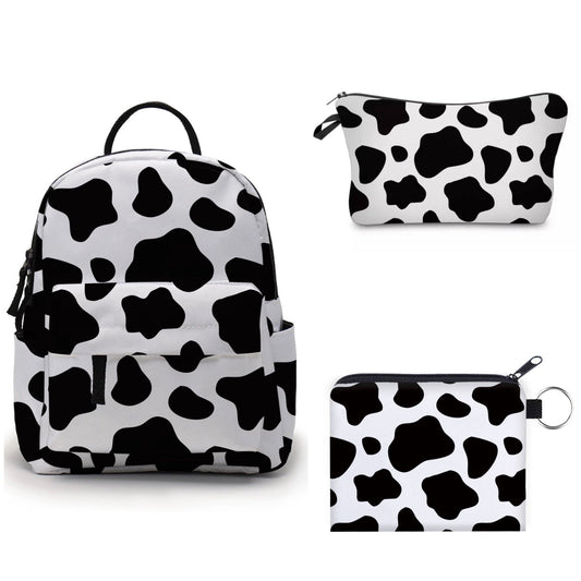 Cow - Water-Resistant Mini Backpack & Pouches Set