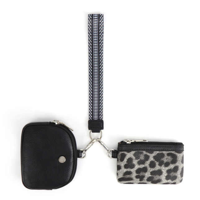 Faux Leather Wristlet + Double Mini Pouch Set