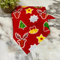 Dog Bandana - Christmas - Reindeer Snowflake Tree Red