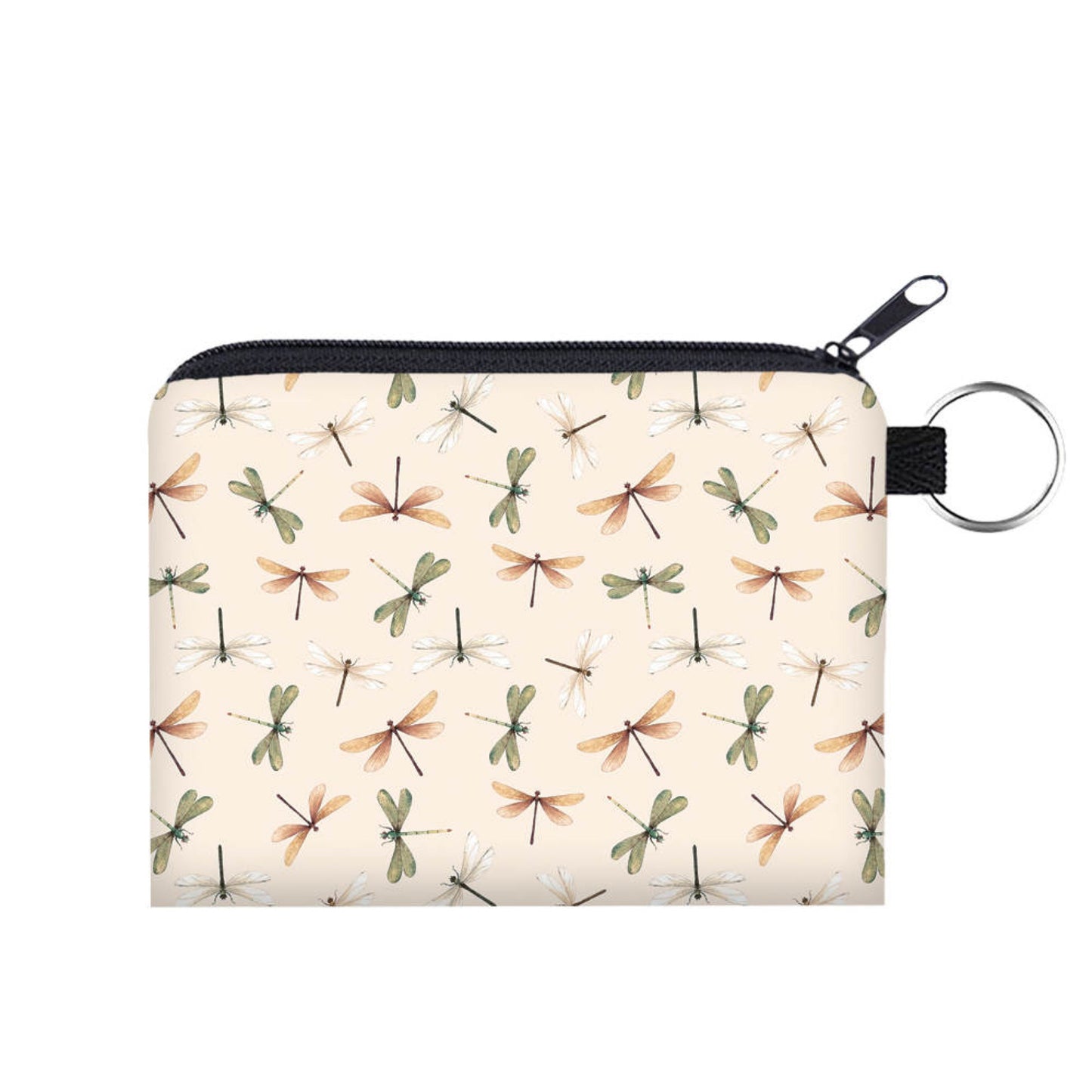 Dragonfly Cream Green - Water-Resistant Mini Pouch w/ Keyring