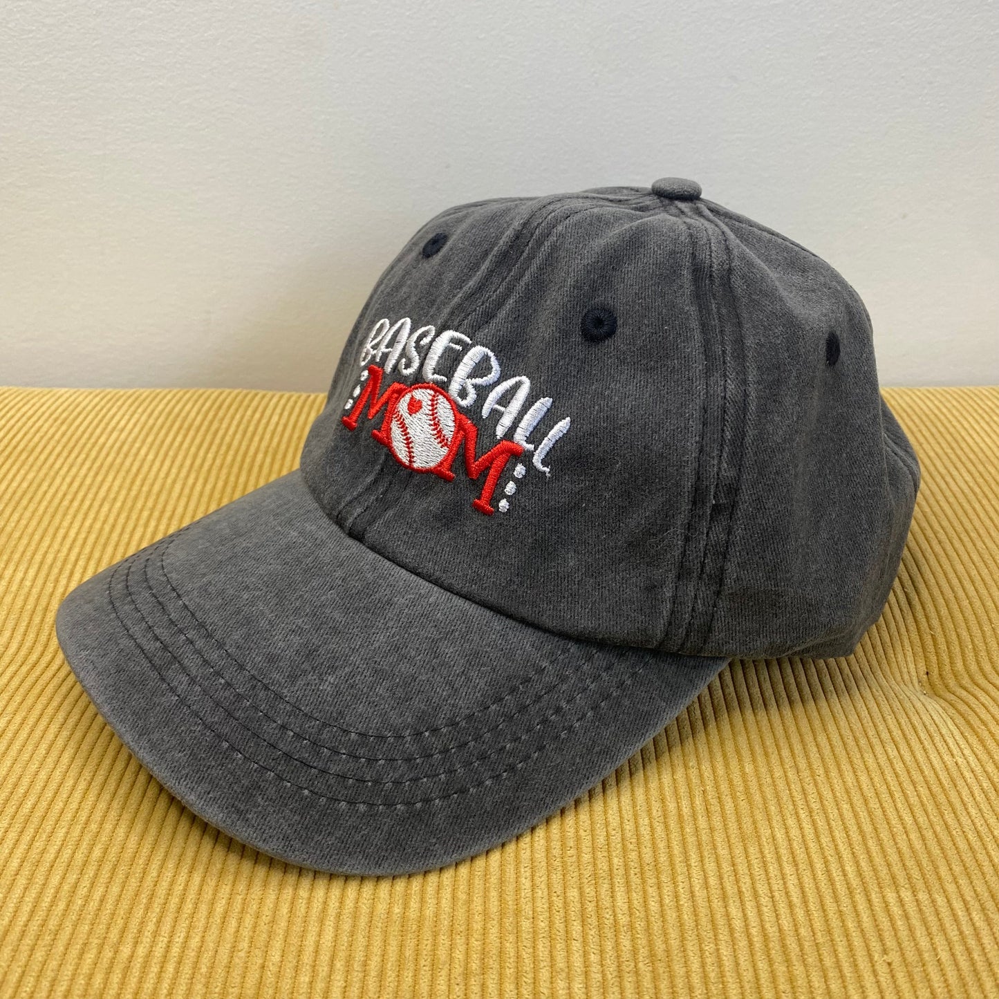 Hat - Baseball Mom - Grey with Red Letters