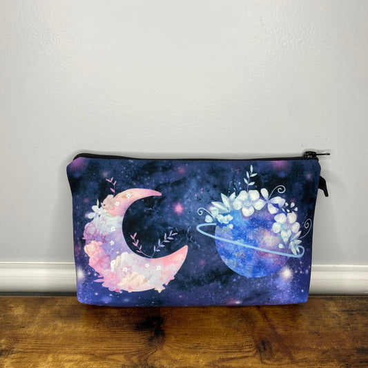 Galaxy Moon Planet Floral - Water-Resistant Multi-Use Pouch