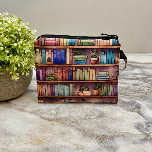 Book Shelves - Water-Resistant Mini Pouch w/ Keyring