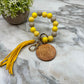 Wooden Bead Bracelet Keychain - Mama - Yellow