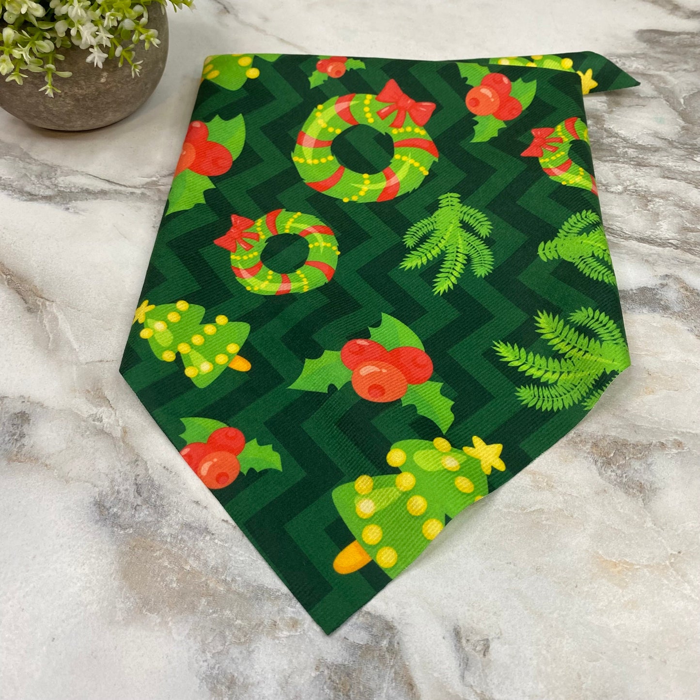 Dog Bandana - Christmas - Holly Wreath Branch