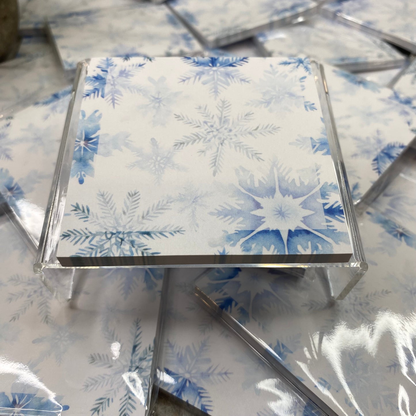 Snow White Blue Snowflakes Sticky Stacks