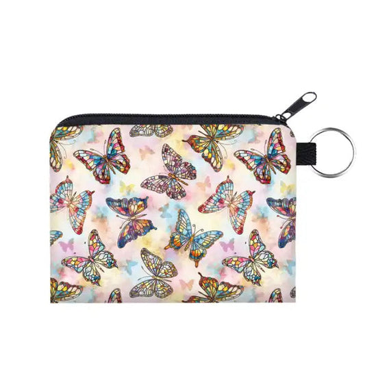 Stained Glass Butterfly - Water-Resistant Mini Pouch w/ Keyring