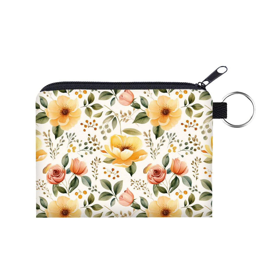 Creamsicle Floral - Water-Resistant Mini Pouch w/ Keyring