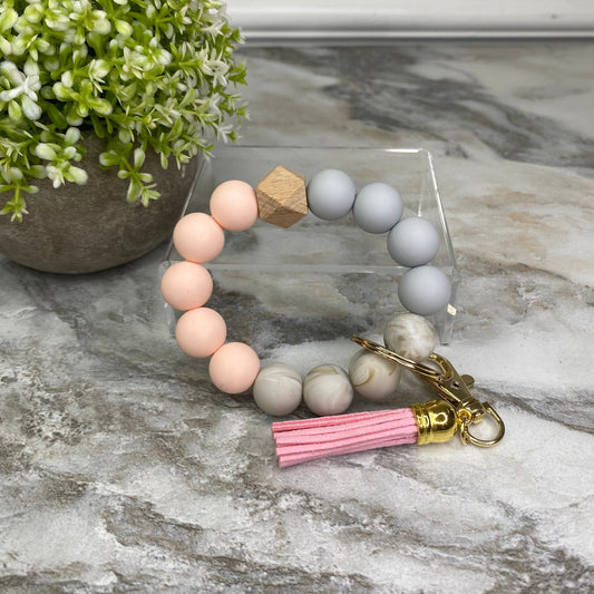 Silicone Bracelet Keychain - Light Pink