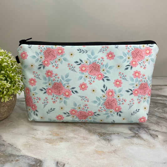 Mint Pink Floral - Water-Resistant Multi-Use Pouch