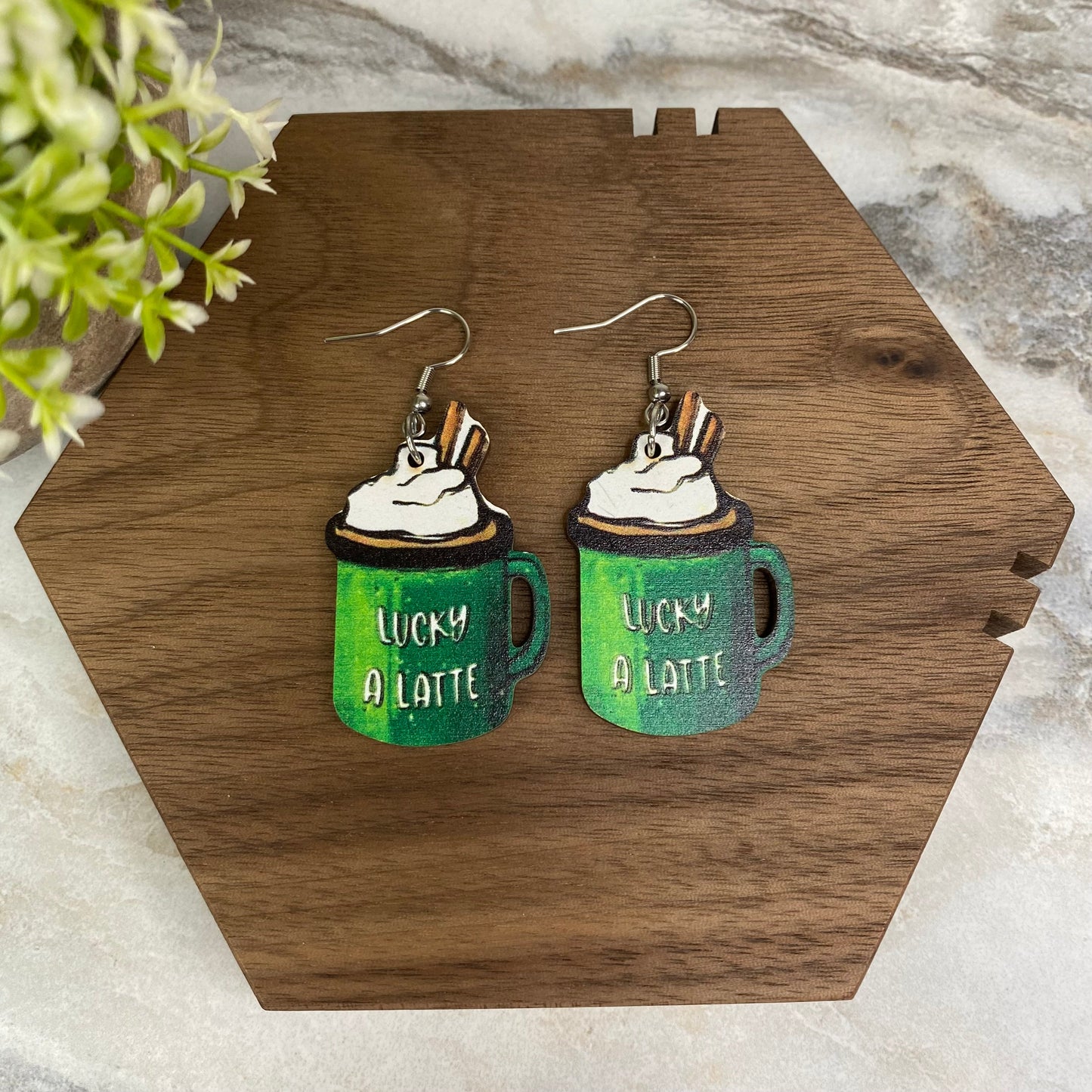 Wooden Dangle Earrings - St. Patrick’s Day - #10