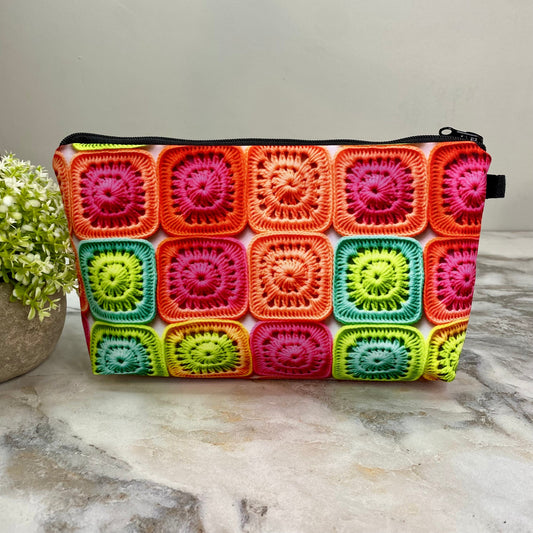 Neon Crochet Square - Water-Resistant Multi-Use Pouch