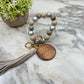 Wooden Bead Bracelet Keychain - Mama - Grey