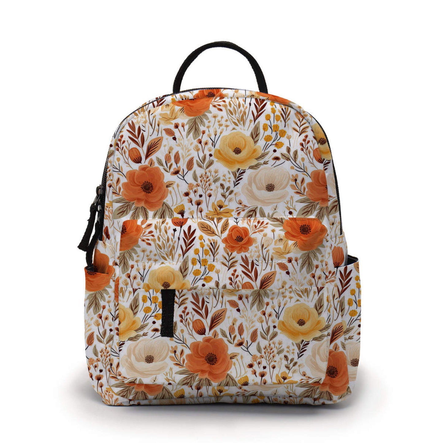 Floral Fall Orange - Water-Resistant Mini Backpack