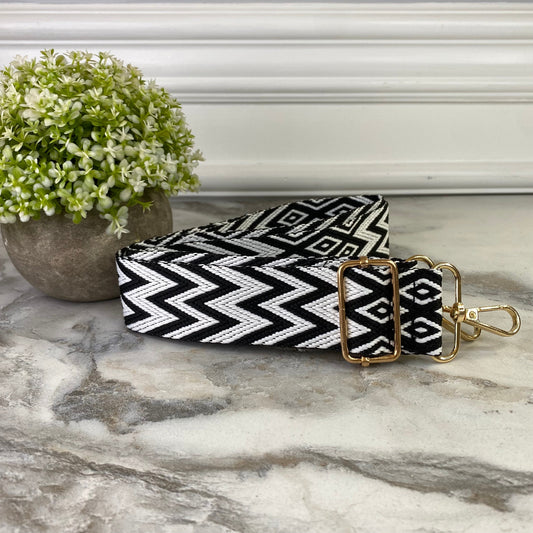 Replacement Strap - Black & White Chevron