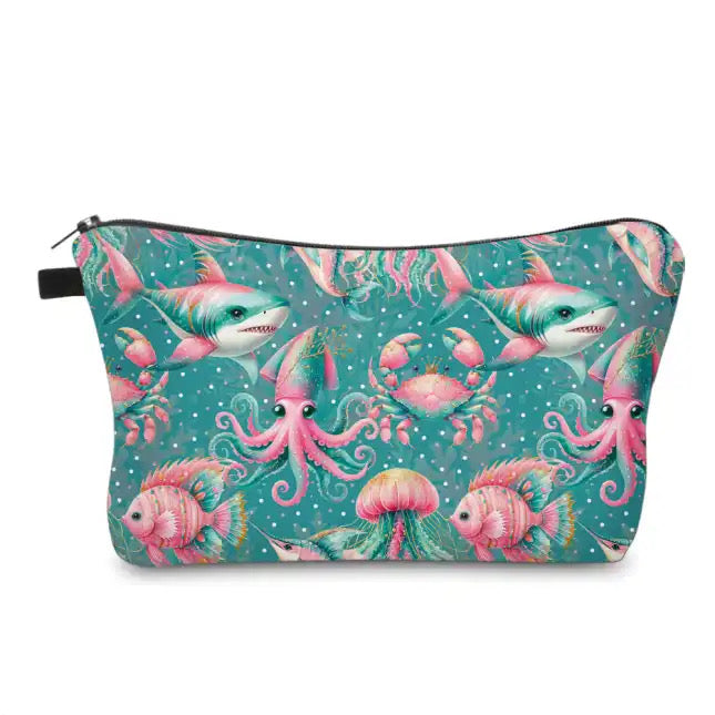 Teal Sea Creatures - Water-Resistant Multi-Use Pouch