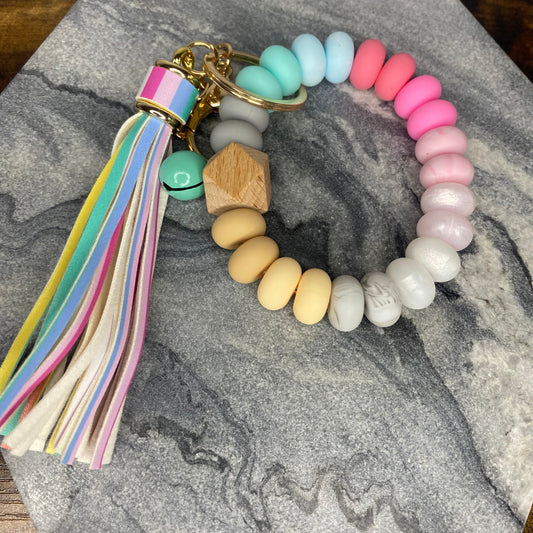 Silicone Bracelet Keychain -  Rainbow