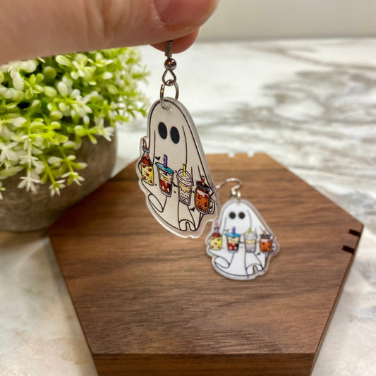 Acrylic Dangle Earrings - Ghost Drinks