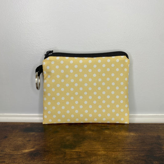 Yellow Polka Dot - Water-Resistant Mini Pouch w/ Keyring