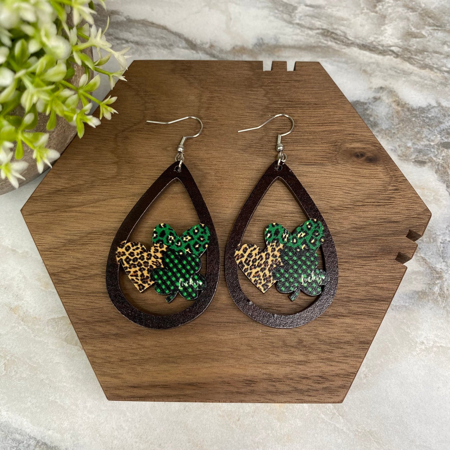 Wooden Dangle Earrings - St. Patrick’s Day - #14