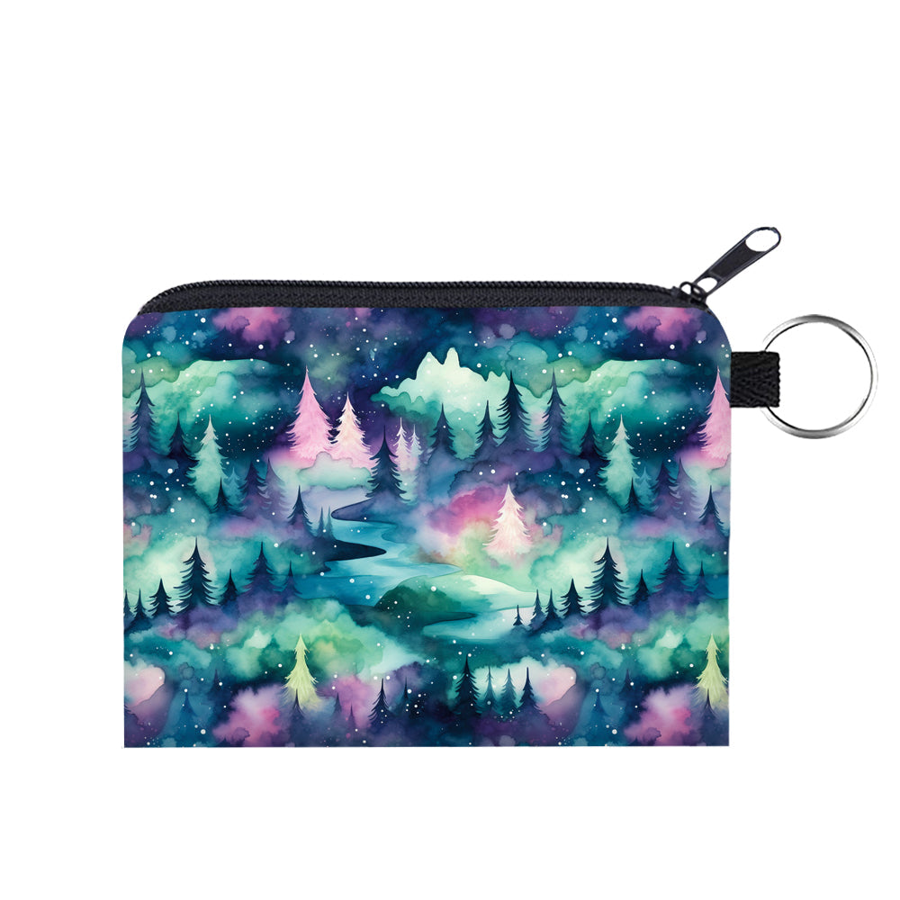 Mint Rainbow Trees - Water-Resistant Mini Pouch w/ Keyring