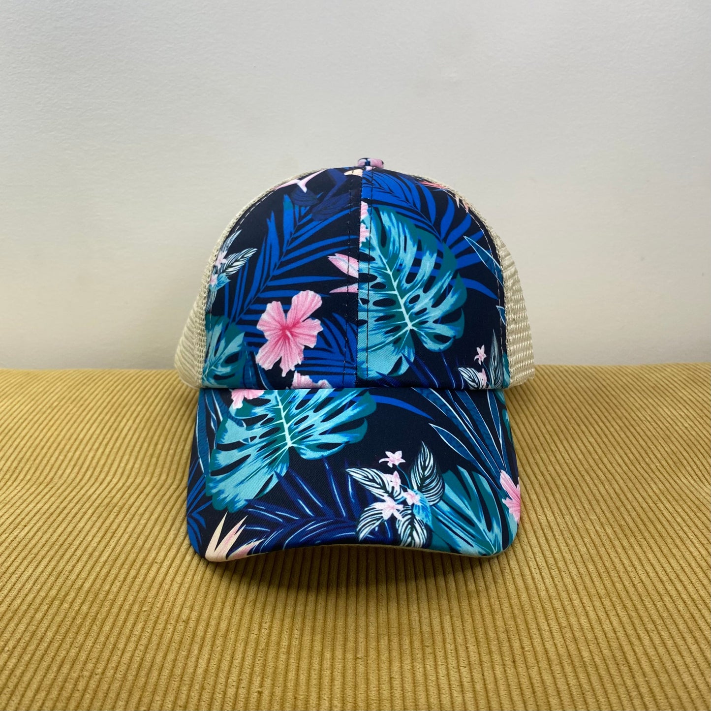 Hat - Ponytail - Navy Palm