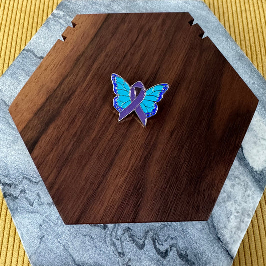 Pin - Purple + Blue Butterfly Ribbon