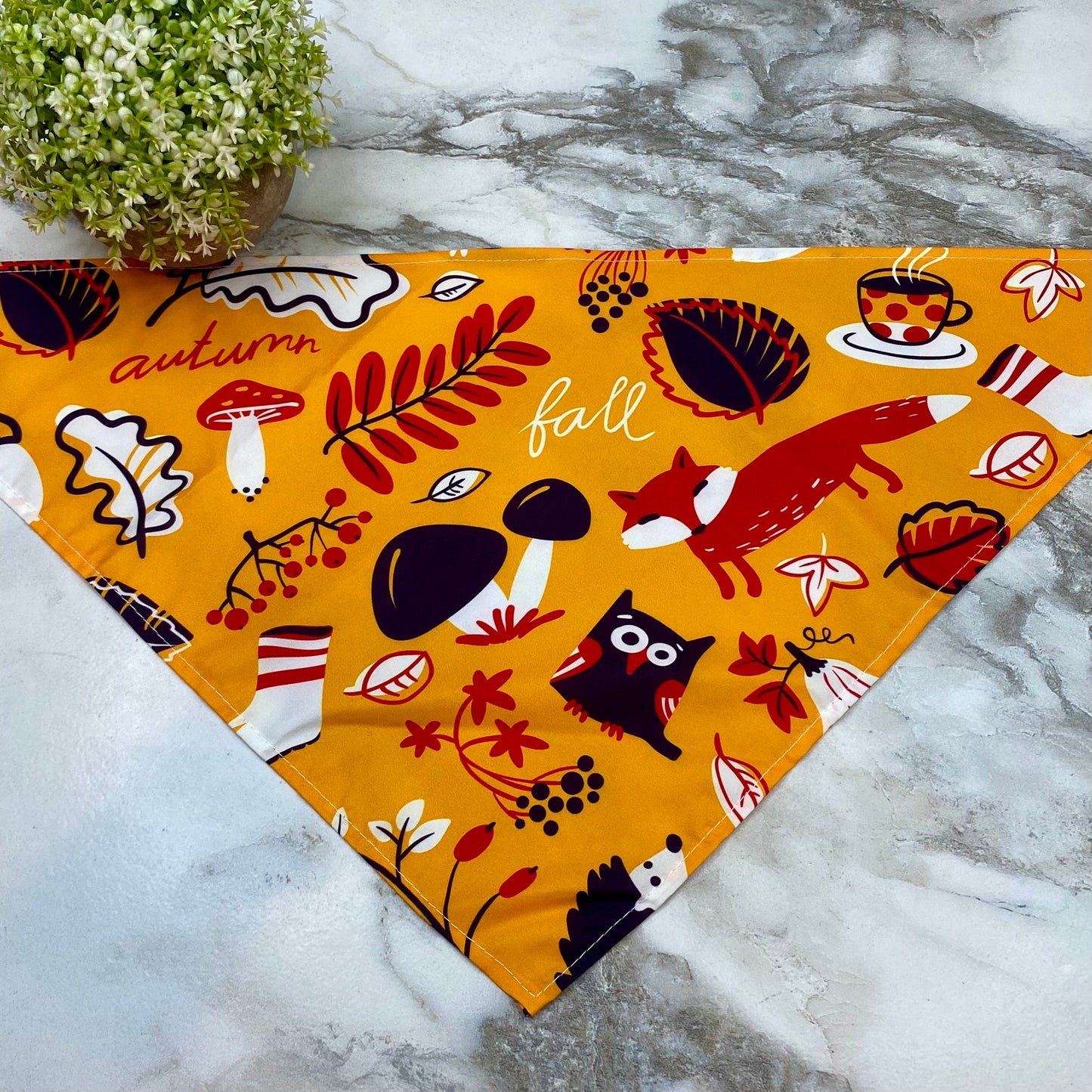 Dog Bandana - Fall - Owl Mushroom Fox