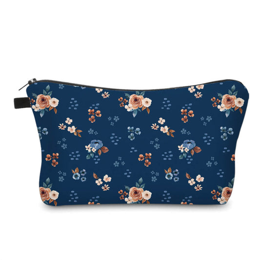 Floral Bronze & Navy - Water-Resistant Multi-Use Pouch