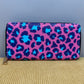 Wallet - Faux Leather - Pink Blue Animal Print