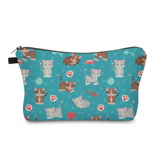 Cats on Blue - Water-Resistant Multi-Use Pouch