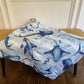 Ocean Blue Stripe Stingray Shark Minky Blanket