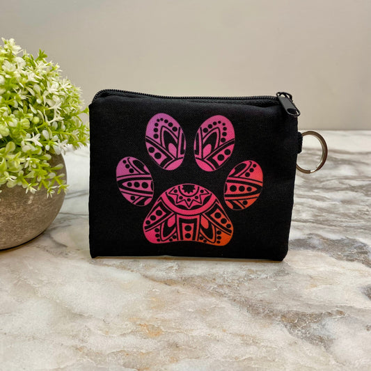 Paw Mandala - Water-Resistant Mini Pouch w/ Keyring