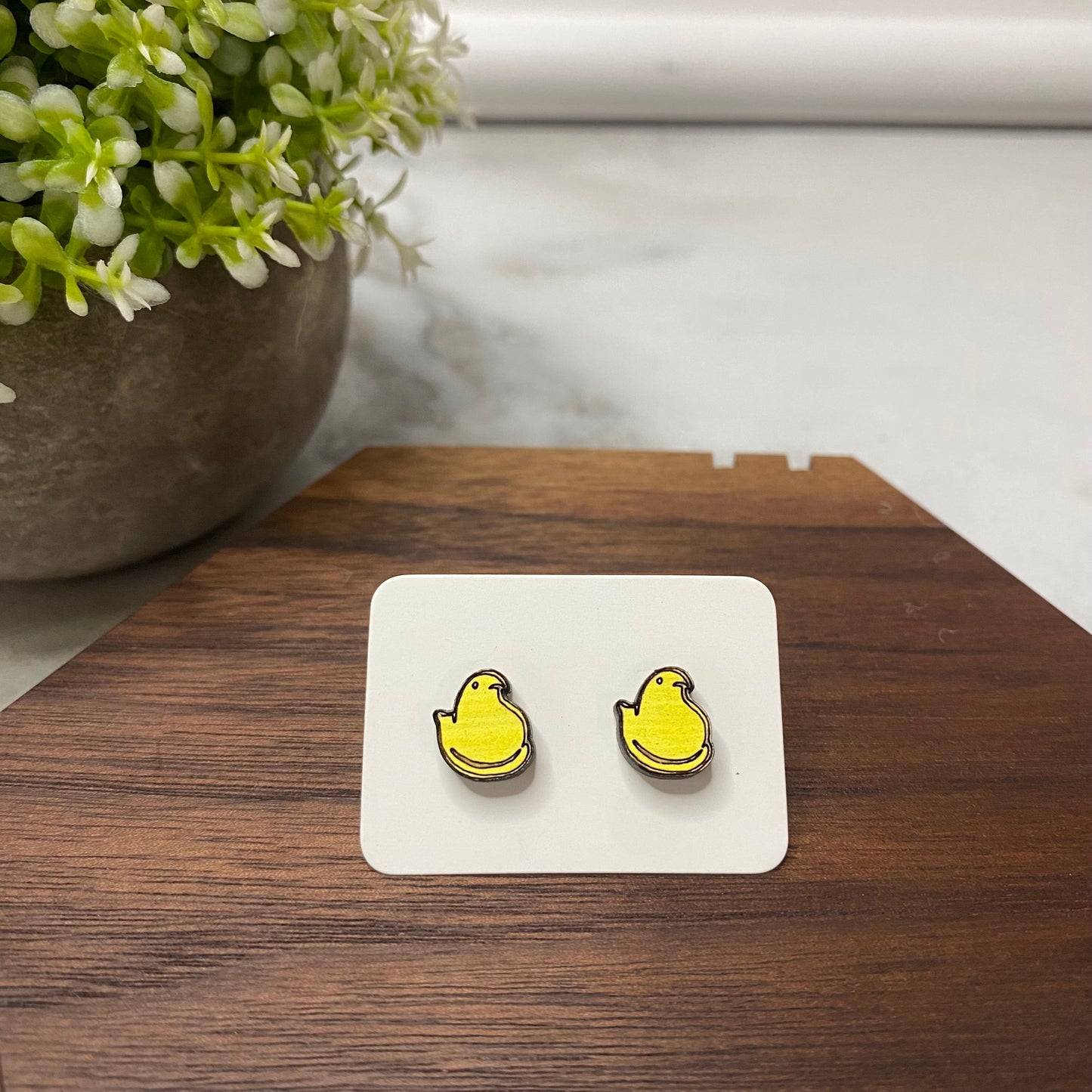 Wooden Stud Earrings - Chick